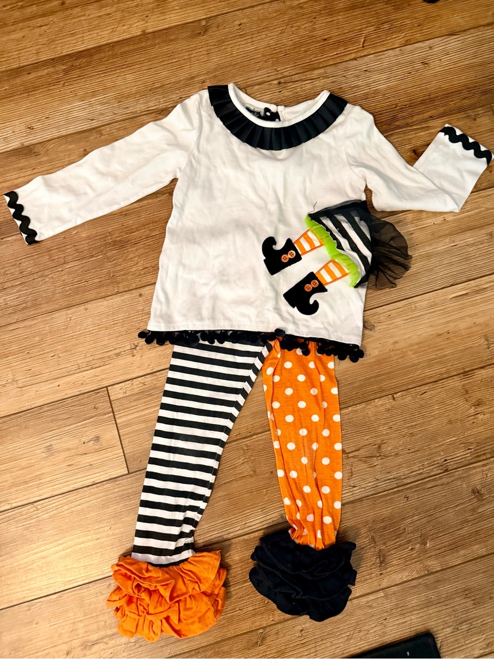 Mud Pie Halloween Witch Outfit - White, Black & Orange
